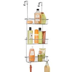 mDesign Plastic Shower Caddy Storage Organizer Utility Tote - Clear/Chrome