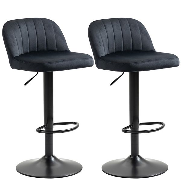 Adjustable Bar Stools Set of 2, Velvet Counter Height Barstool