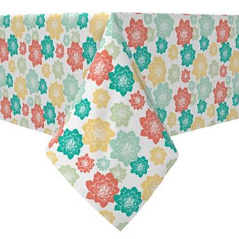 Rectangular Tablecloth, 100% Cotton, 60x104", Colorful Retro Succulents