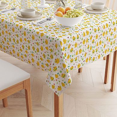 Square Tablecloth, 100% Cotton, 60x60", Dancing Chickens