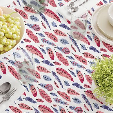 Round Tablecloth, 100% Cotton, 60 Round", Colored Feathers