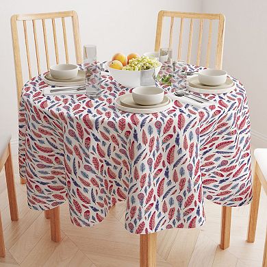 Round Tablecloth, 100% Cotton, 60 Round", Colored Feathers