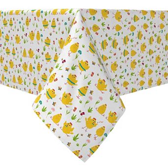 Rectangular Tablecloth, 100% Cotton, 60x104", Dancing Chickens