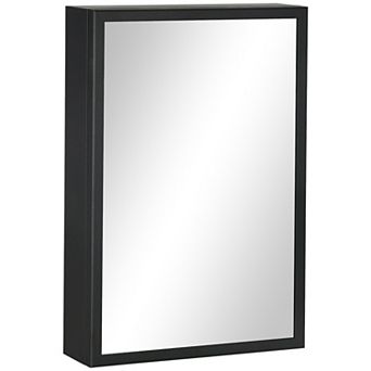 kleankin Bathroom Medicine Cabinet, Wall Mounted Mirror Cabinet, Black
