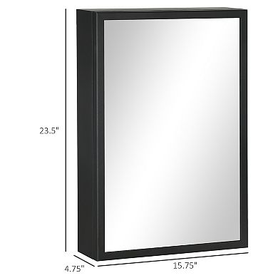 kleankin Bathroom Medicine Cabinet, Wall Mounted Mirror Cabinet, Black