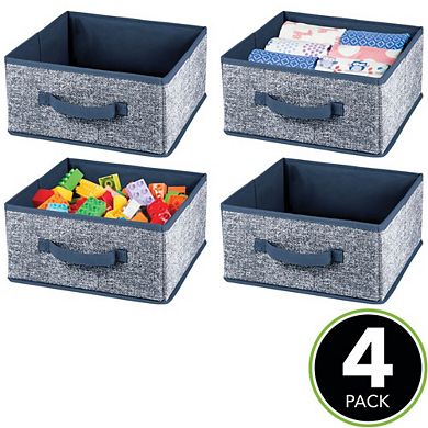 mDesign Fabric Closet Organizer Box - Pull Handle, 4 Pack, Charcoal Gray/Black