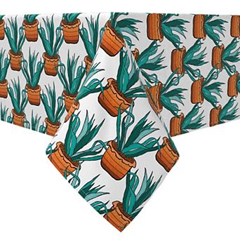 Rectangular Tablecloth, 100% Cotton, 60x120", Green House Succulents
