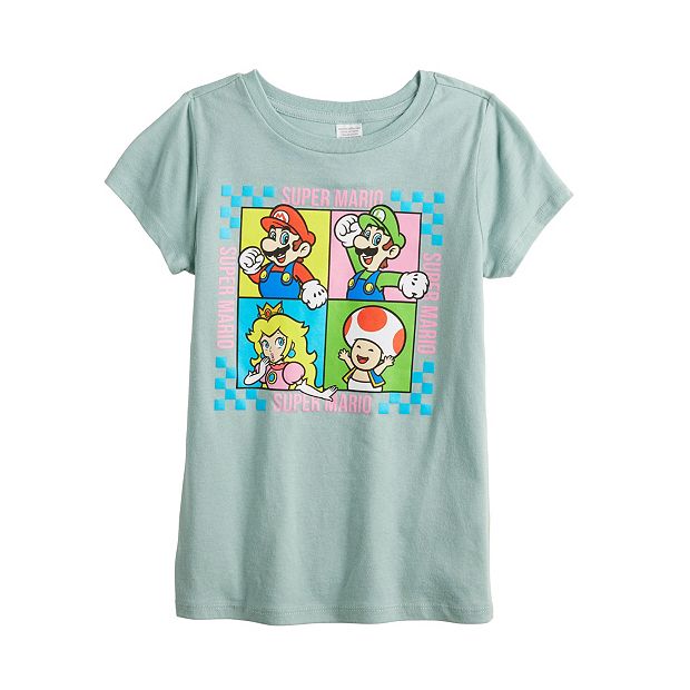 Girl's Nintendo Super Mario Bros Character Guide Graphic Tee Black X Large