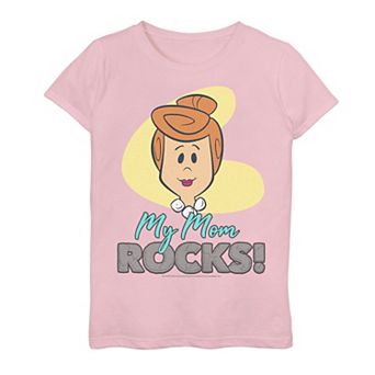 Girls 6-16 The Flintstones Wilma Mother's Day "My Mom Rocks" Graphic Tee