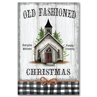 COURTSIDE MARKET Old Fashioned Christmas Sign Canvas Wall Art