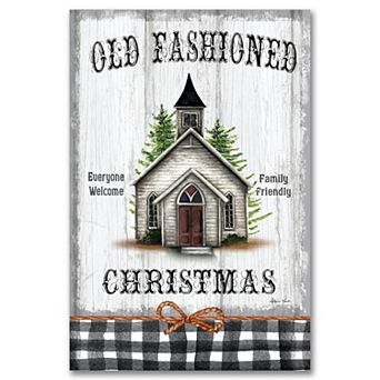 COURTSIDE MARKET Old Fashioned Christmas Sign Canvas Wall Art