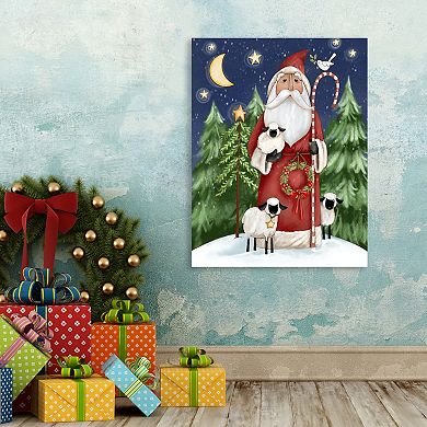 COURTSIDE MARKET Prim Santa W Tree Canvas Wall Art