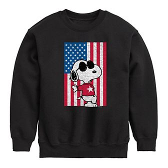 Boys 8-20 Peanuts Joe Cool Flag Fleece Graphic Pullover
