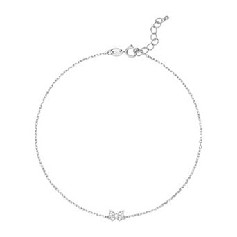 PRIMROSE Sterling Silver Pave Cubic Zirconia Butterfly Anklet