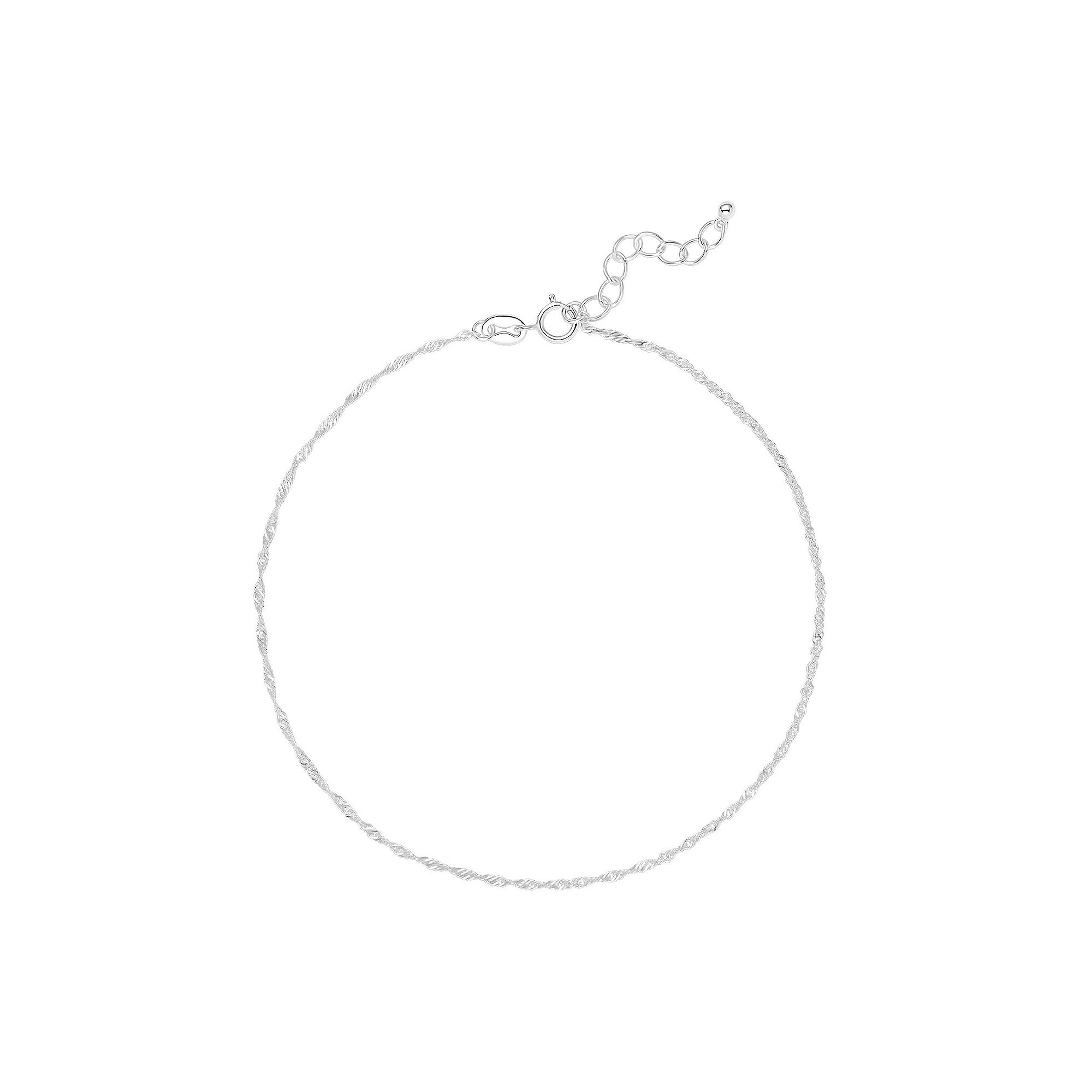 PRIMROSE Sterling Silver Singapore Chain Anklet, Womens, Size: 9-10 ADJ