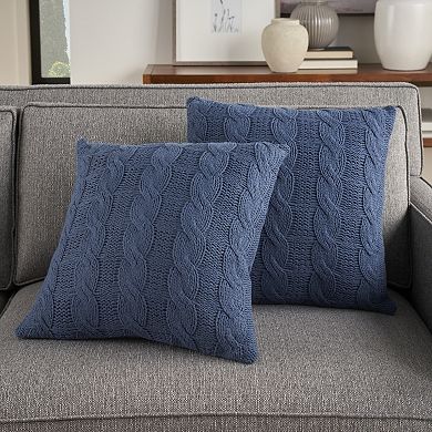 Mina Victory Life Styles Cotton Knitted Indoor Throw Pillows Set Of 2