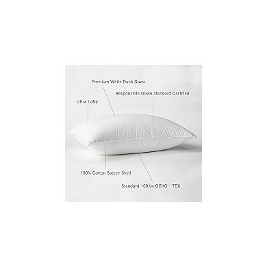 Medium 700 Fill Power Luxury White Duck Down Machine Washable White Bed Pillow