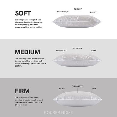 Medium 700 Fill Power Luxury White Duck Down Machine Washable White Bed Pillow