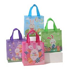 6 Pack Easter Tote Bags With Handles, Non-woven Reusable Gift Bag Bunny  Easter Egg Hunt Party Treat Bag Waterproof Reusable Goodie Bag For Holiday  Fav