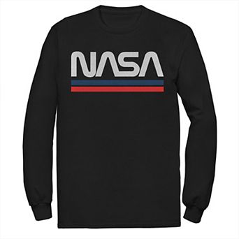 Big & Tall NASA Red Blue Stripe Minimal Logo Vintage Graphic Tee