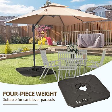 Outsunny 4pcs 175lb Patio Umbrella Base Weights for Offset Umbrella, Brown