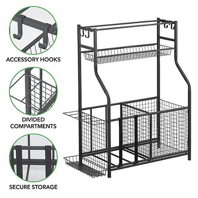 mDesign Metal Heavy Duty Sports Storage Rack with Top Shelf