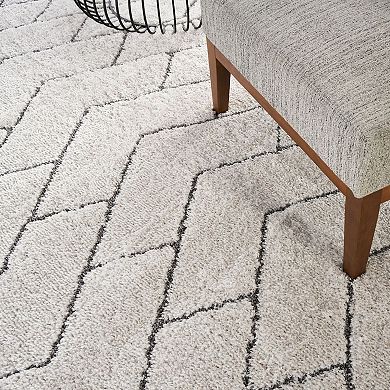 Nourison Luxurious Shag Contemporary Chevron Area Rug