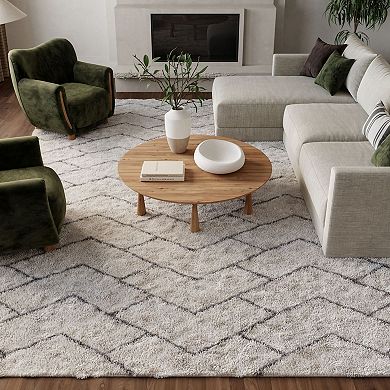 Nourison Luxurious Shag Contemporary Chevron Area Rug