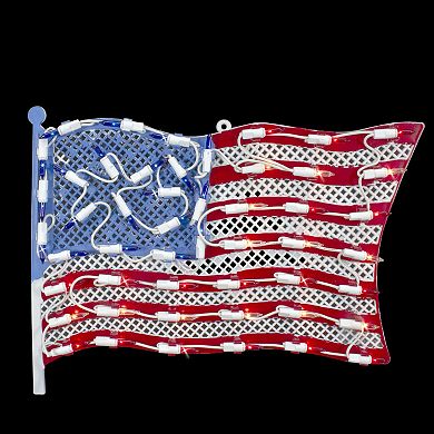 Northlight 14" Lighted Patriotic American Flag Window Silhouette Decoration