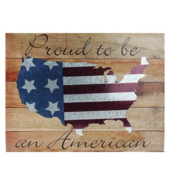 Northlight Stars and Stripes “Proud to be an American" Wooden USA Map Decorative Wall Art