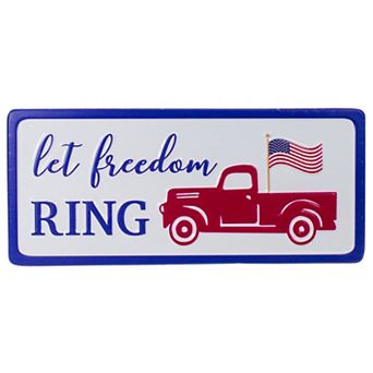 Northlight 12" Metal Patriotic "Let Freedom RING" Sign with Flag Wall Decor
