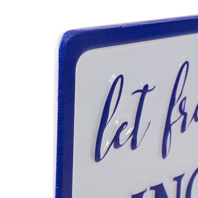 Northlight 12" Metal Patriotic "Let Freedom RING" Sign with Flag Wall Decor