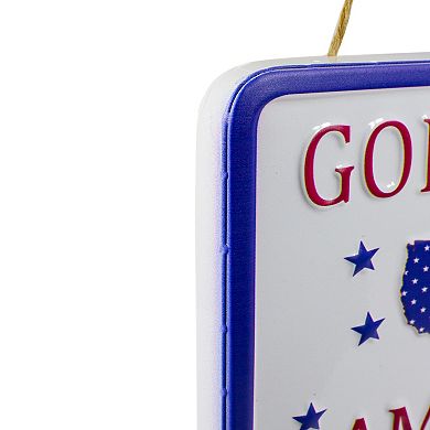 Northlight 8.75" Metal Patriotic "GOD BLESS AMERICA" Sign with Stars Wall Decor