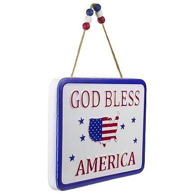 Northlight 8.75" Metal Patriotic "GOD BLESS AMERICA" Sign with Stars Wall Decor