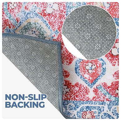 SUPERIOR Vintage Boho Chic Medallion Washable Indoor Area or Runner Rug