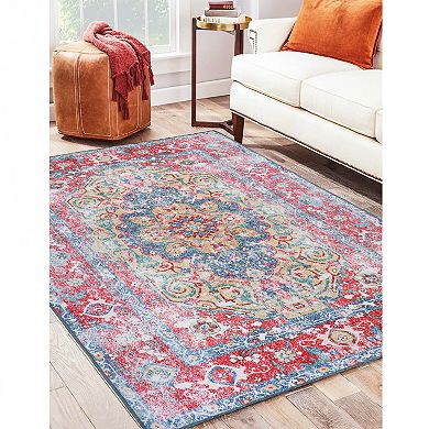 SUPERIOR Vintage Boho Chic Medallion Washable Indoor Area or Runner Rug