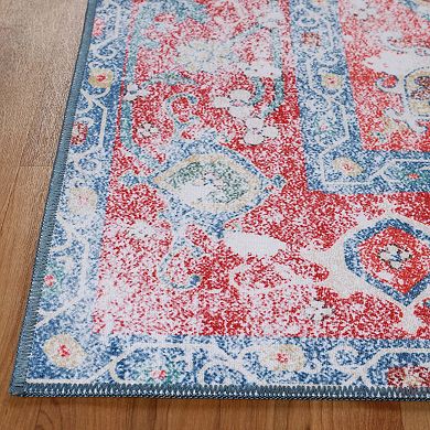 SUPERIOR Vintage Boho Chic Medallion Washable Indoor Area or Runner Rug