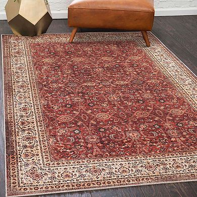 SUPERIOR Vintage Traditional Geometric Medallion Washable Indoor Area or Runner Rug