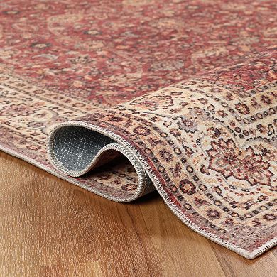 SUPERIOR Vintage Traditional Geometric Medallion Washable Indoor Area or Runner Rug