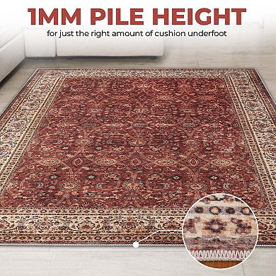 SUPERIOR Vintage Traditional Geometric Medallion Washable Indoor Area or Runner Rug