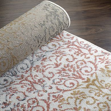 SUPERIOR Ulani Modern Distressed Damask Indoor Area Rug