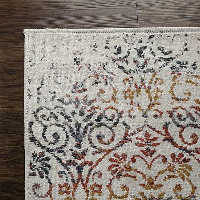 SUPERIOR Ulani Modern Distressed Damask Indoor Area Rug