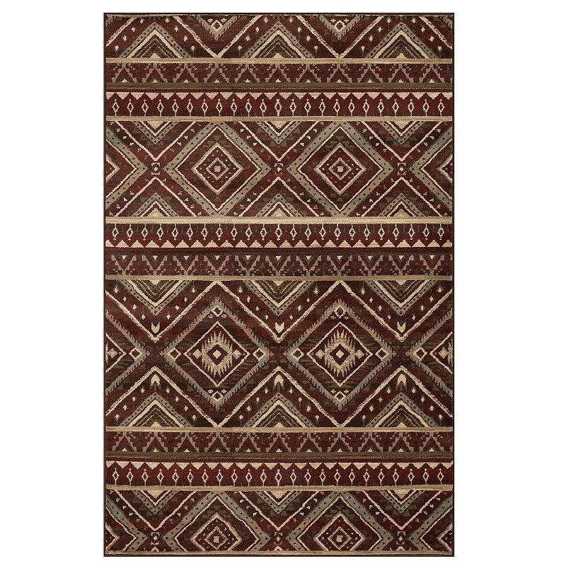 SUPERIOR Southwestern Rustic Medallion Power-Loomed Indoor Area Rug, Red, 7X9 Ft
