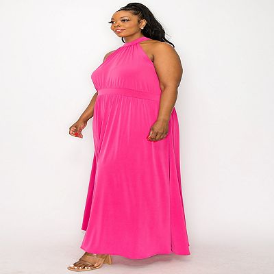 green emerald velvet dress Plus Size Glittery Empire Waist Halter Neck Formal Evening Dress main image 1