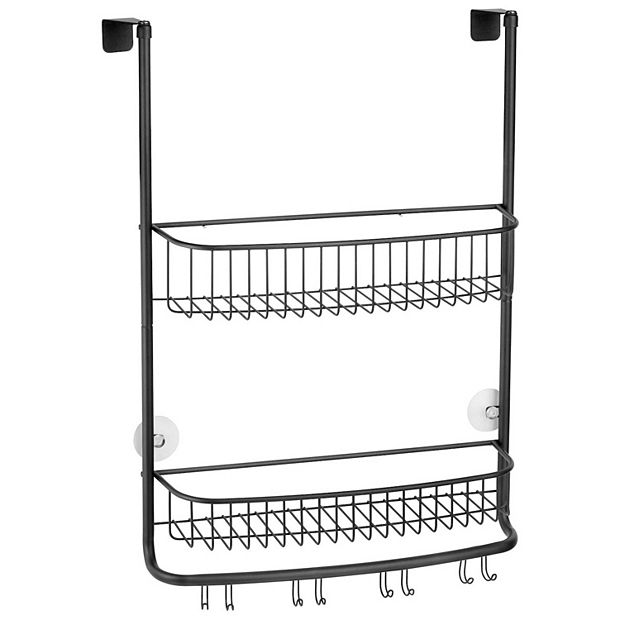 mDesign Metal Bathroom Over Door Hanging Shower Caddy, X-Wide