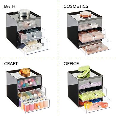 mDesign Plastic 3 Drawer Organizer for Makeup Storage