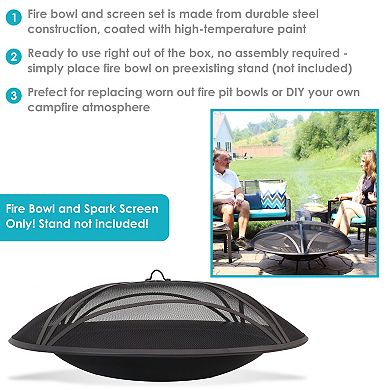 Sunnydaze Classic Elegance Replacement Fire Pit Bowl and Spark Screen