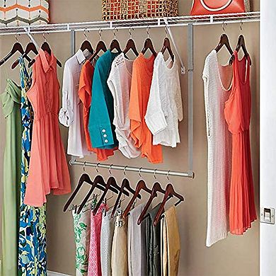 Closetmaid Adjustable Height Double Hang Closet Organizing Rod, Nickel (2 Pack)