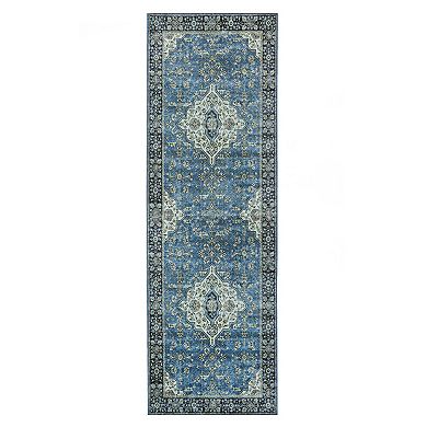 SUPERIOR Damask Medallion Border Area Rug or Runner