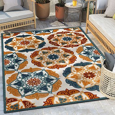 Well Woven Dorado Cabo Modern Indoor Outdoor Geo Tile Area Rug